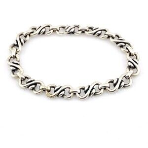 Signed Avery Silver Chain Bracelet Custom Links Hidden Clasp Infinity 7.25" 8MM